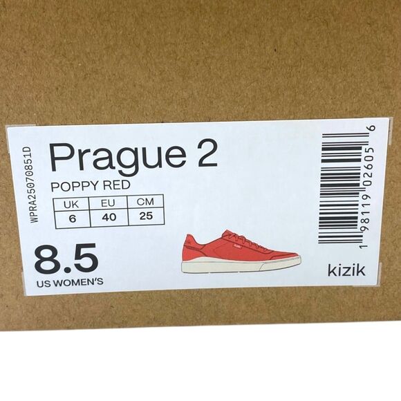 NIB Kizik Women's Prague 2 Sneakers Poppy Red White Trim Lace Up Size 8.5 - Picture 7 of 11